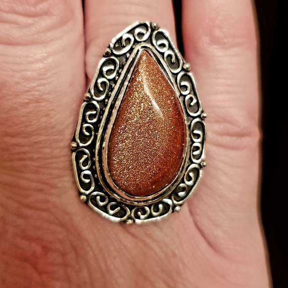 New Sunstone Sun Sitara 925 Silver Statement Ring. - Picture 2 of 8